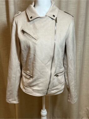 Women’s Beige Suede Moto Jacket